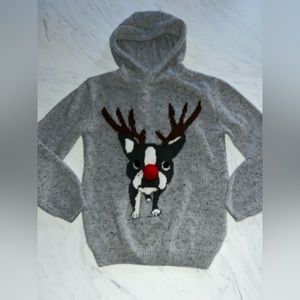 Happy Christmas gray hoodie frenchie reindeer Xmas funny Ugly Sweater l 11/12